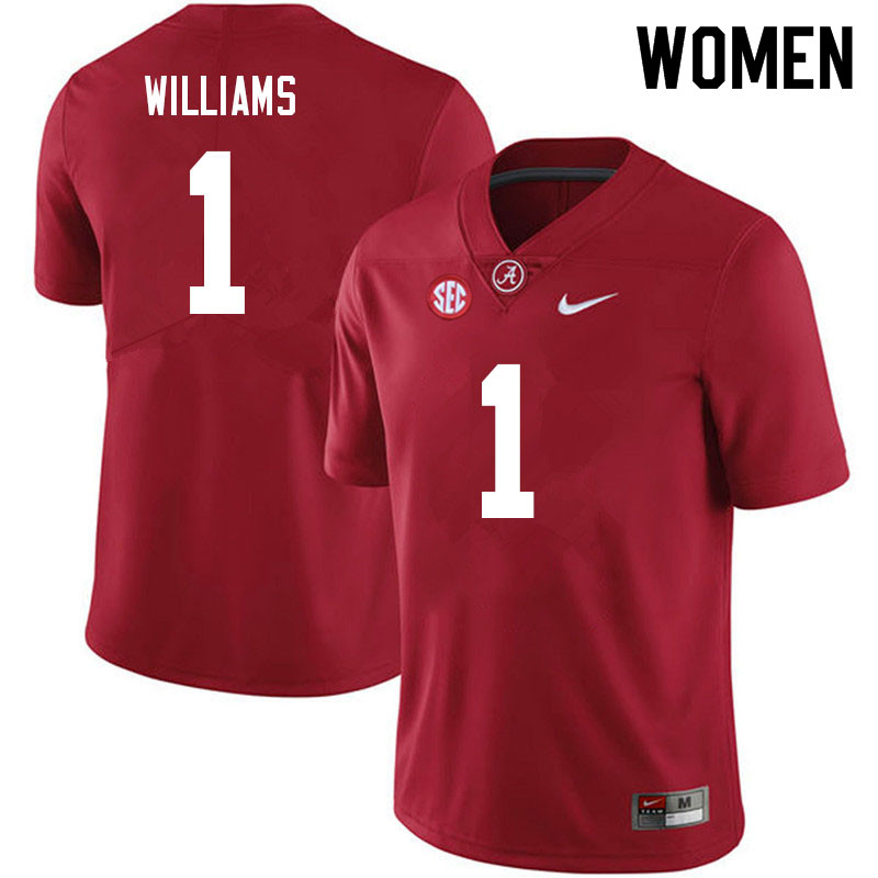 Women #1 Jameson Williams Alabama Crimson Tide College Football Jerseys Sale-Crimson